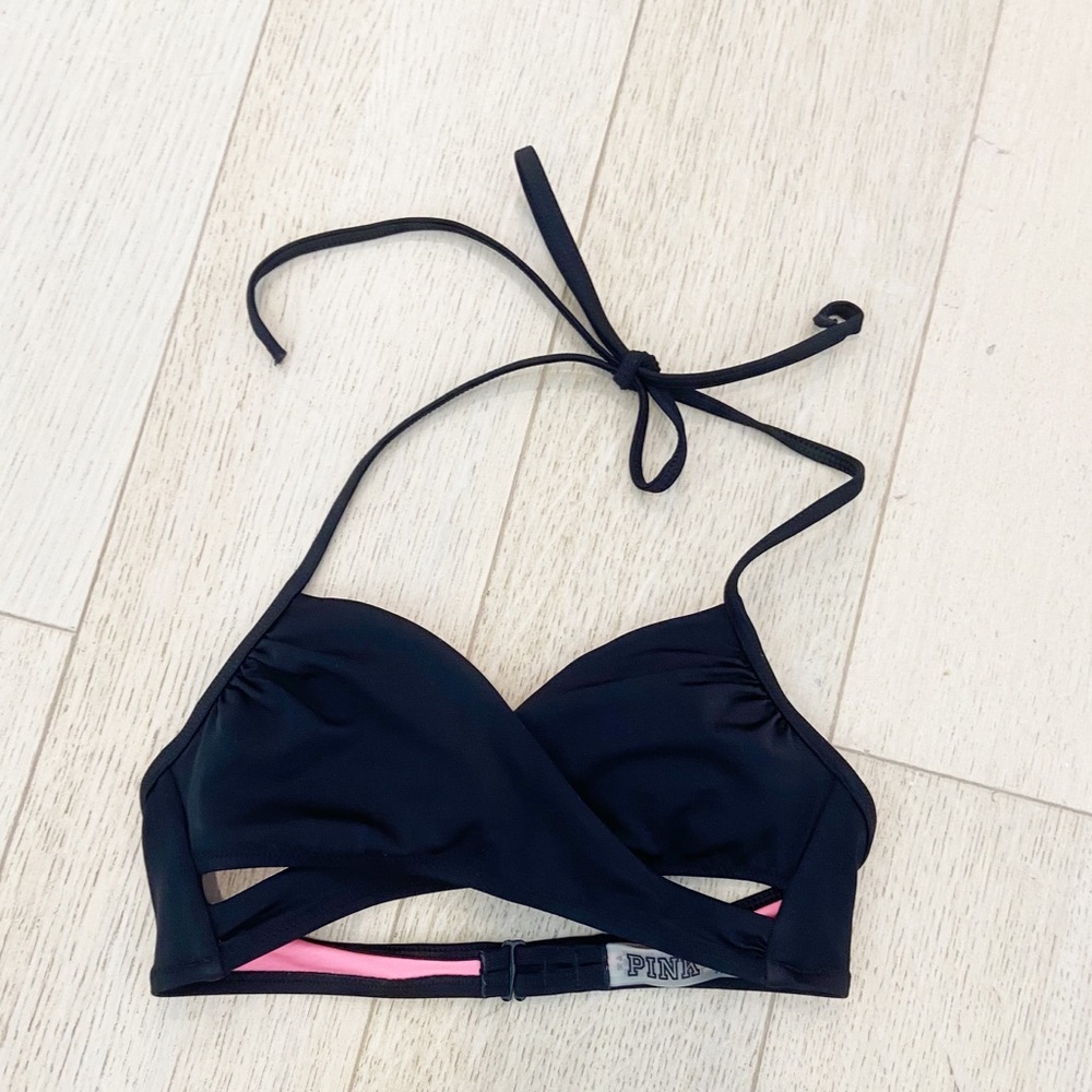 Victorias Secret PINK black cross over bikini top size XS